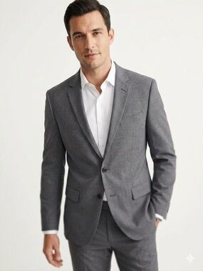 Banana Republic Gray Tailored Slim Fit 2-Button Suit Blazer Jacket 40R